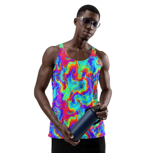 Tangerine Labyrinth on a Men's Tank Top