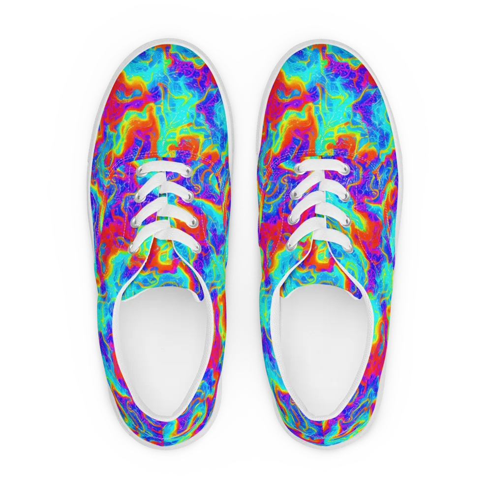 Tangerine Labyrinth on Men's Lace-Up Canvas Shoes — Front