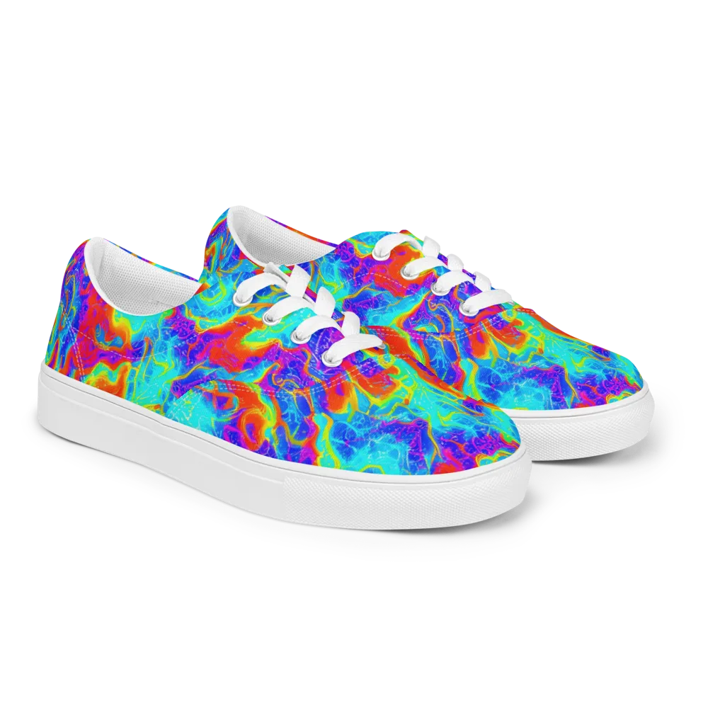 Tangerine Labyrinth on Men's Lace-Up Canvas Shoes — Right Front