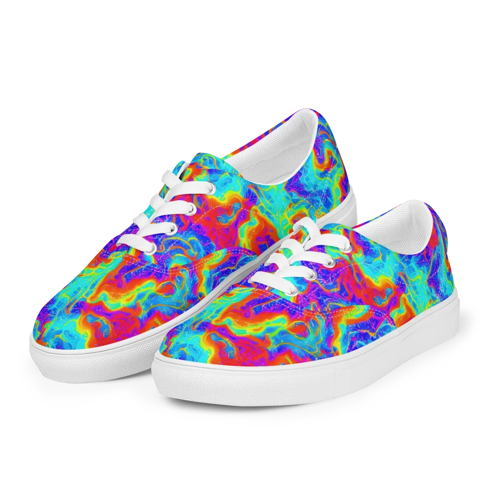 Tangerine Labyrinth on Men's Lace-Up Canvas Shoes — Left Front