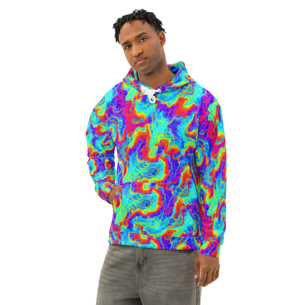 Tangerine Labyrinth on Cotton Hoodie — Left Front