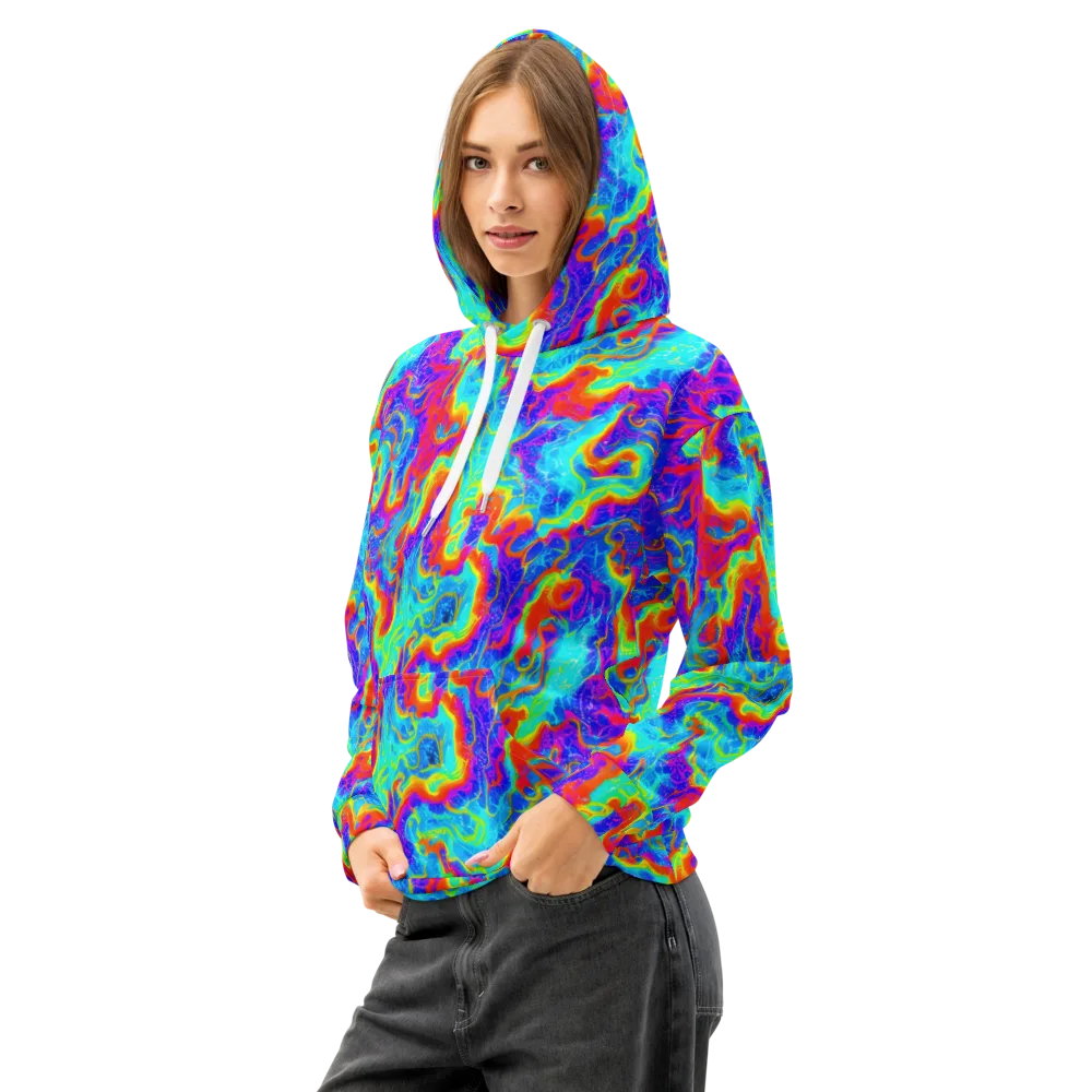 Tangerine Labyrinth on Cotton Hoodie — Left Front