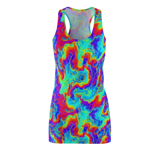 Tangerine Labyrinth on a Racerback Dress