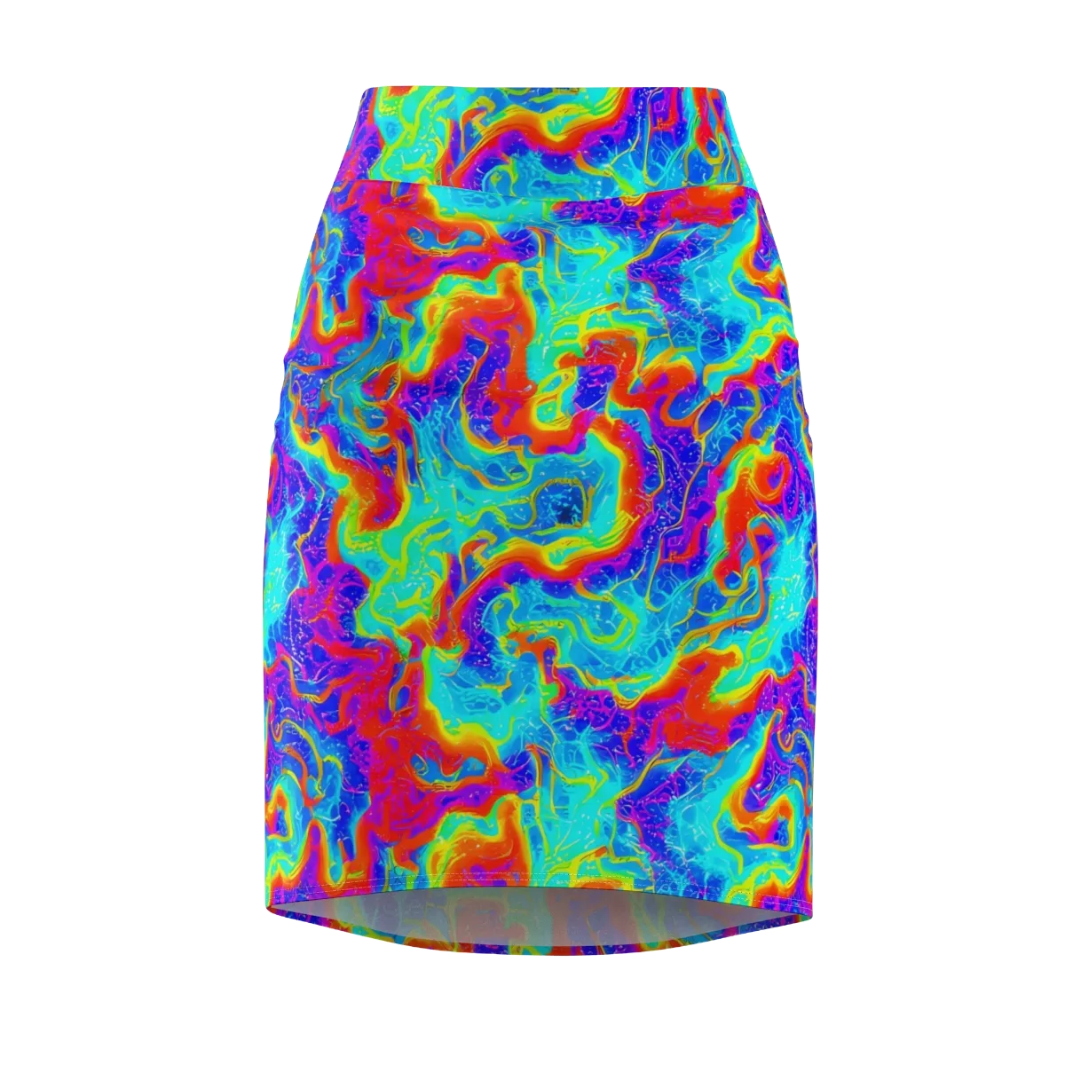 Tangerine Labyrinth on Pencil Skirt — Front