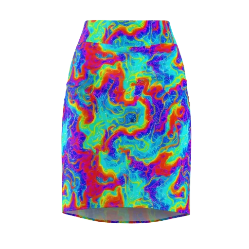 Tangerine Labyrinth on a Pencil Skirt
