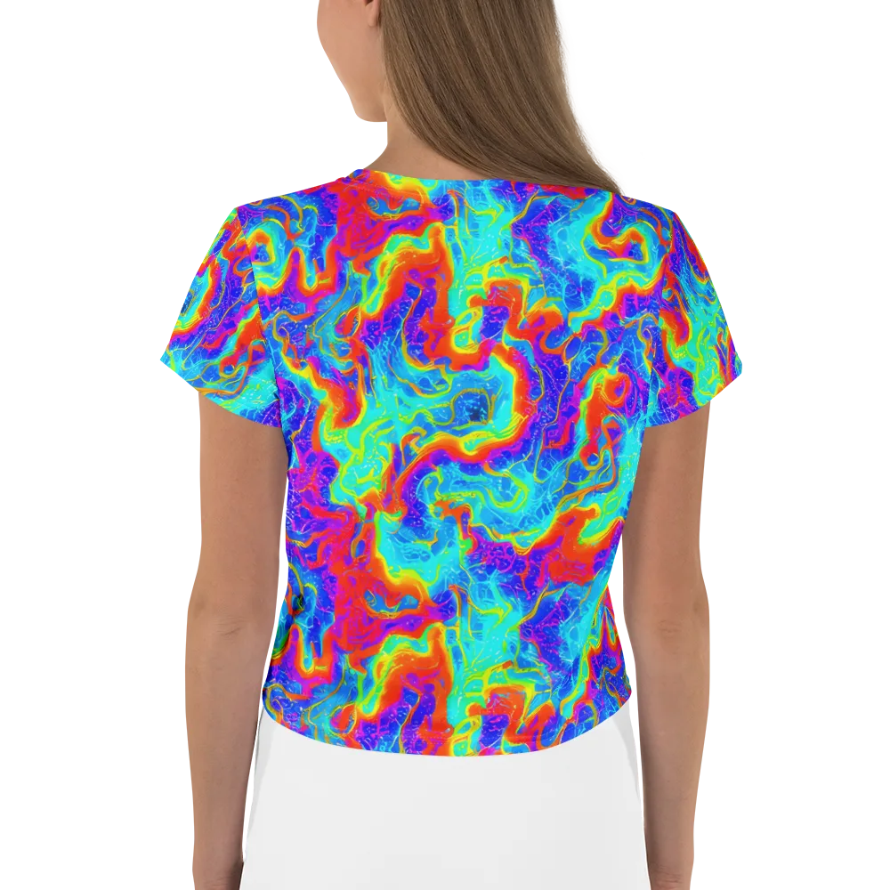 Tangerine Labyrinth on Crop Tee — Back