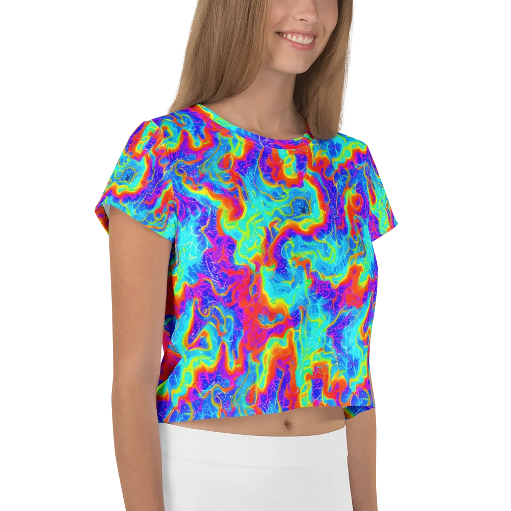 Tangerine Labyrinth on Crop Tee — Right
