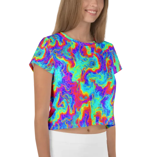 Tangerine Labyrinth on a Crop Tee