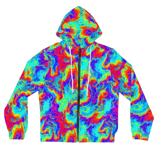 Tangerine Labyrinth on a Women's Full-Zip Hoodie