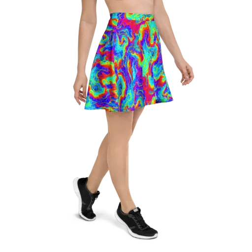 Tangerine Labyrinth on a Skater Skirt
