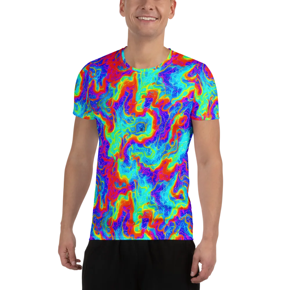 Tangerine Labyrinth on Men's Athletic T-Shirt — Front