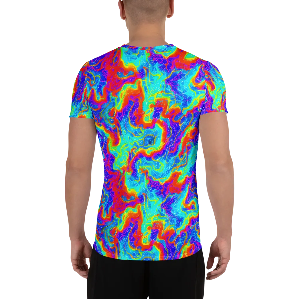 Tangerine Labyrinth on Men's Athletic T-Shirt — Back