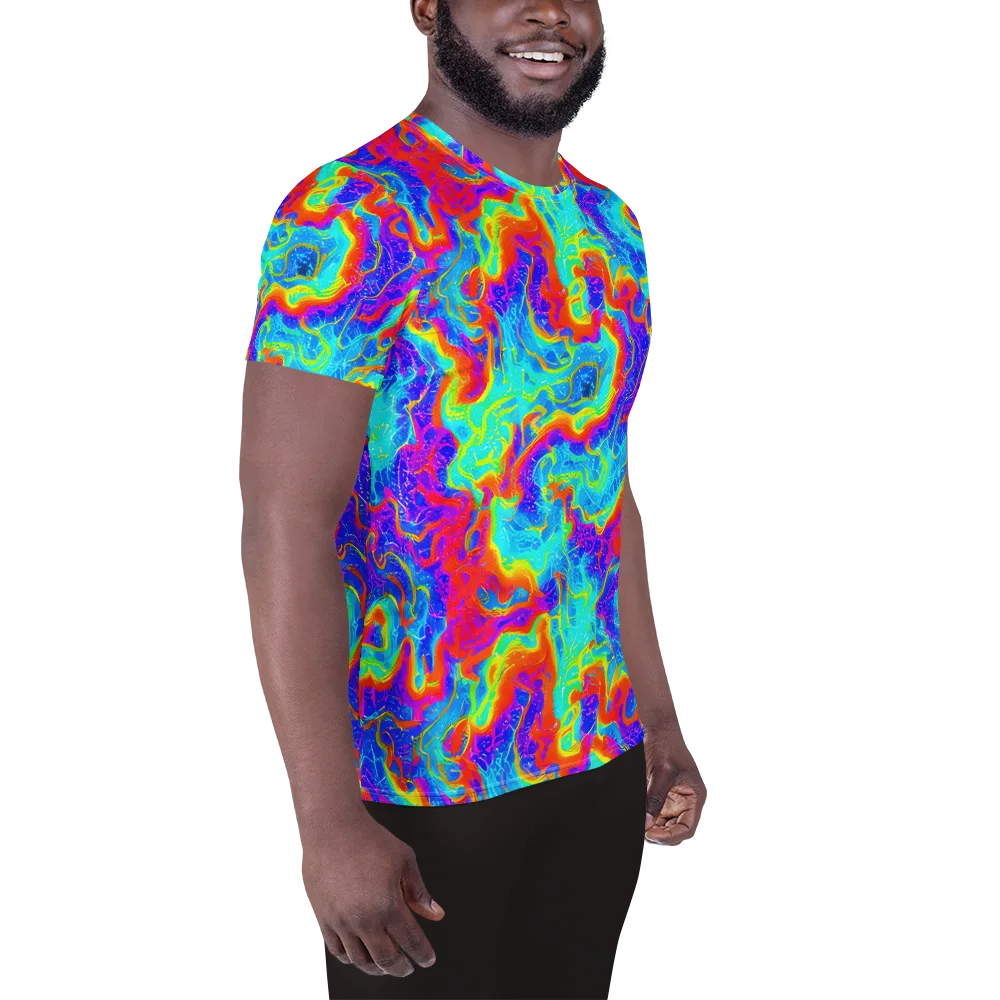 Tangerine Labyrinth on Men's Athletic T-Shirt — Right