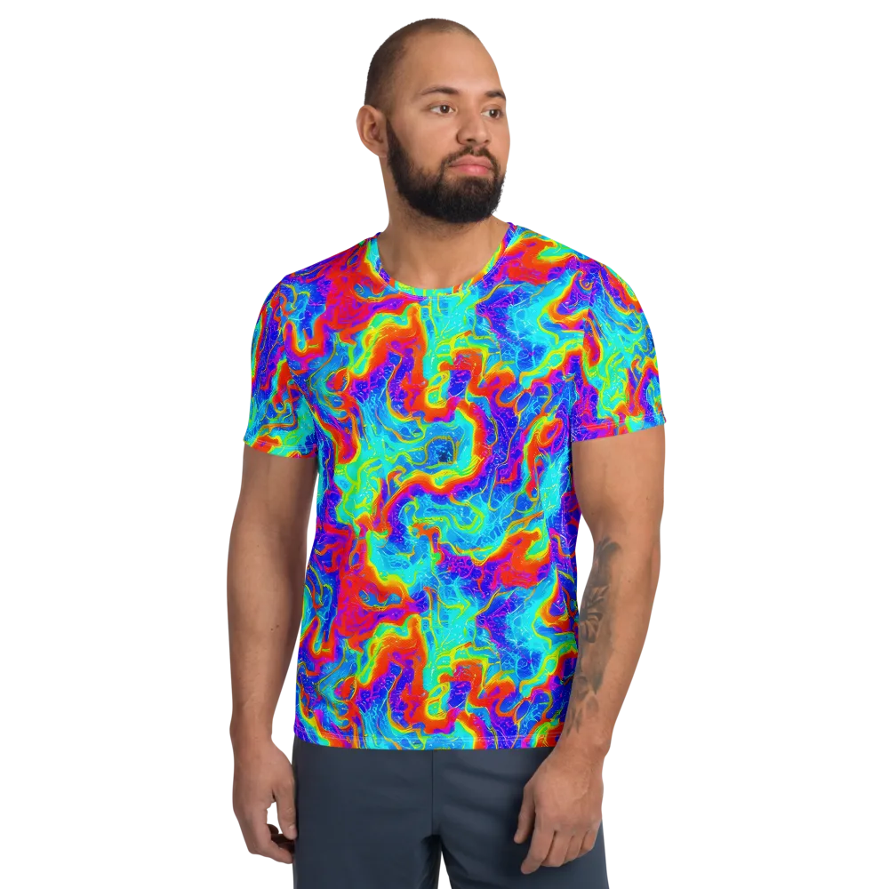 Tangerine Labyrinth on Men's Athletic T-Shirt — Front