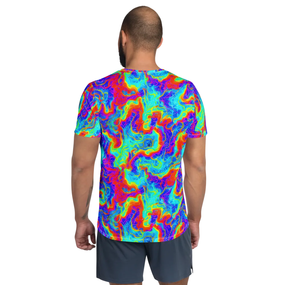 Tangerine Labyrinth on Men's Athletic T-Shirt — Back