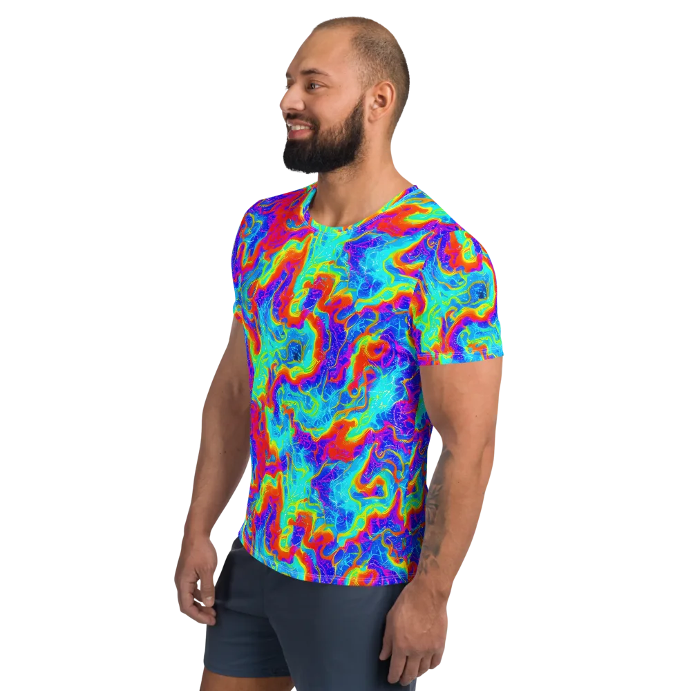 Tangerine Labyrinth on Men's Athletic T-Shirt — Left