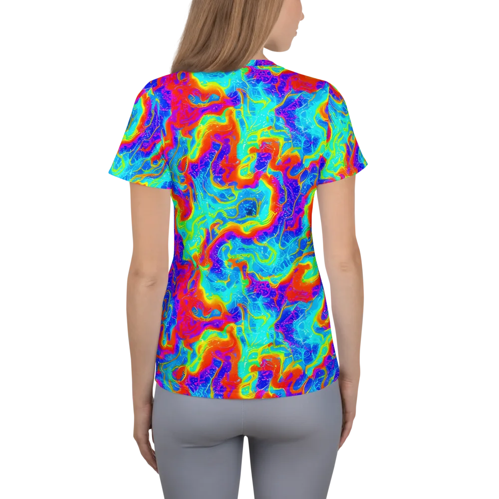 Tangerine Labyrinth on Women's Athletic T-Shirt — Back