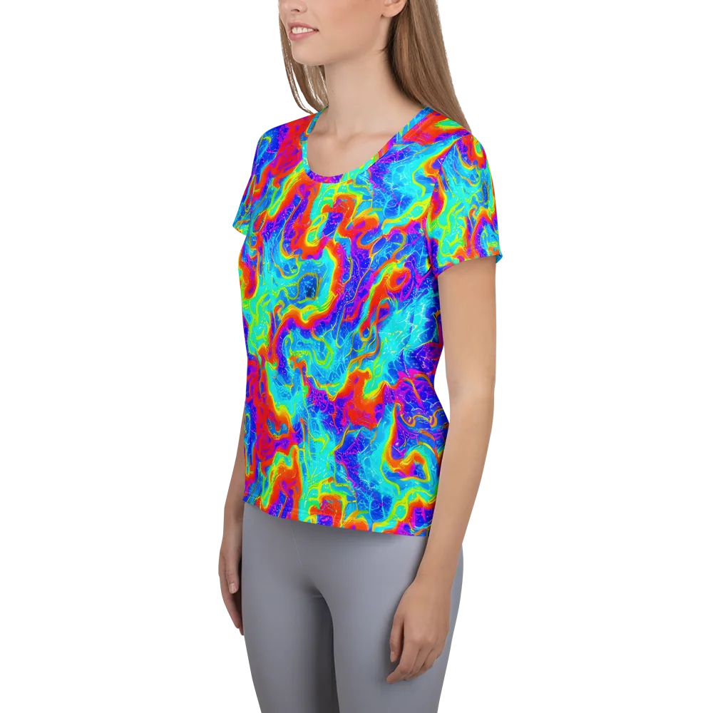 Tangerine Labyrinth on Women's Athletic T-Shirt — Left