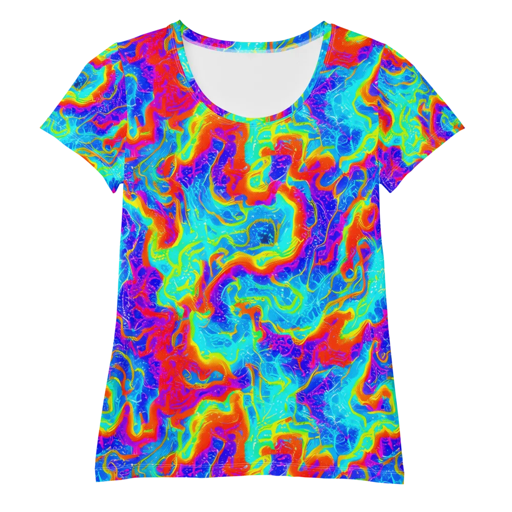 Tangerine Labyrinth on Women's Athletic T-Shirt — Front
