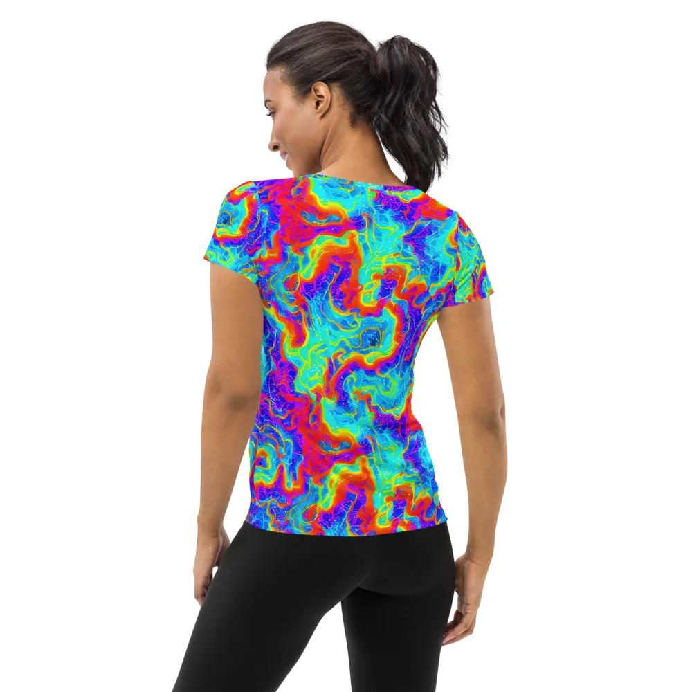 Tangerine Labyrinth on Women's Athletic T-Shirt — Back
