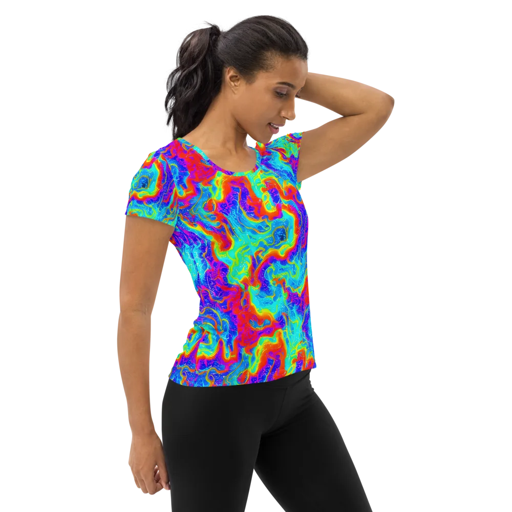 Tangerine Labyrinth on Women's Athletic T-Shirt — Right