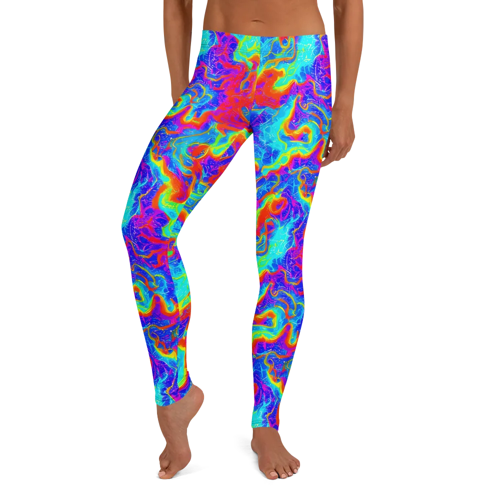 Tangerine Labyrinth on Leggings — Front