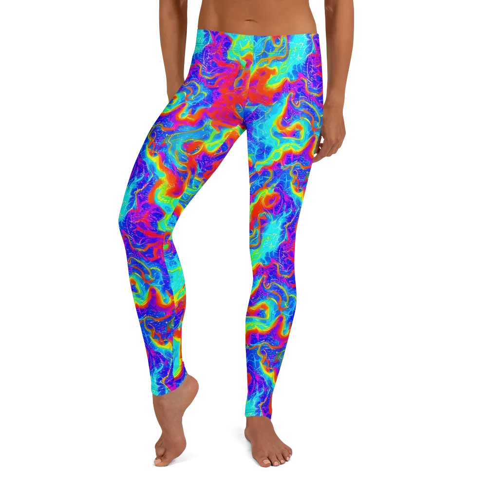 Tangerine Labyrinth on Leggings — Front