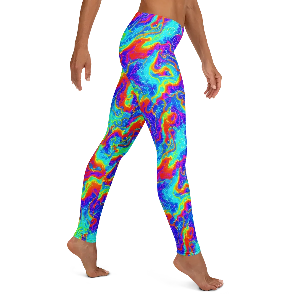 Tangerine Labyrinth on Leggings — Right