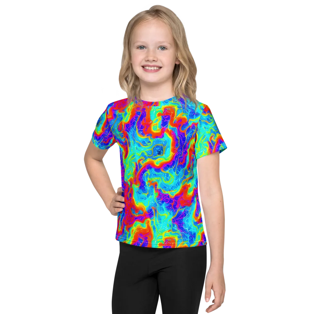 Tangerine Labyrinth on Kids Crew Neck T-Shirt — Front