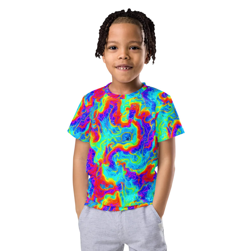 Tangerine Labyrinth on Kids Crew Neck T-Shirt — Front
