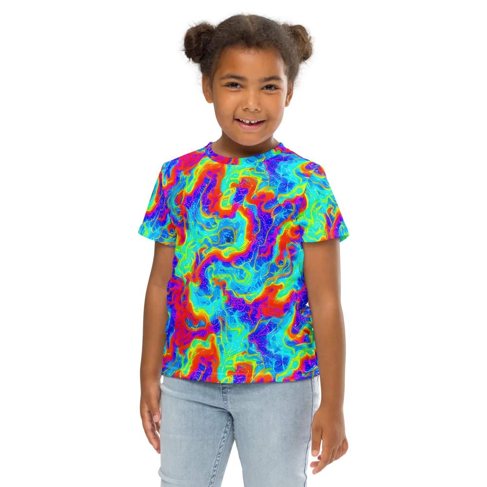 Tangerine Labyrinth on Kids Crew Neck T-Shirt — Front