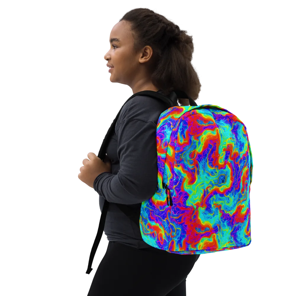Tangerine Labyrinth on Minimalist Backpack — Right Front