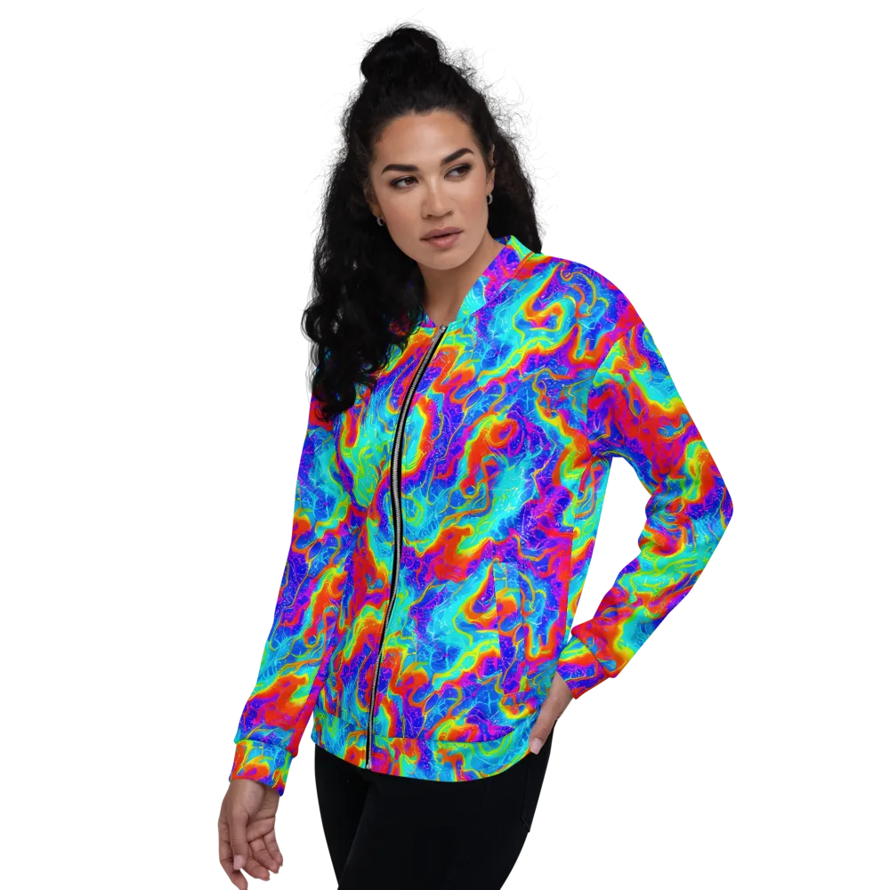 Tangerine Labyrinth on Bomber Jacket — Left