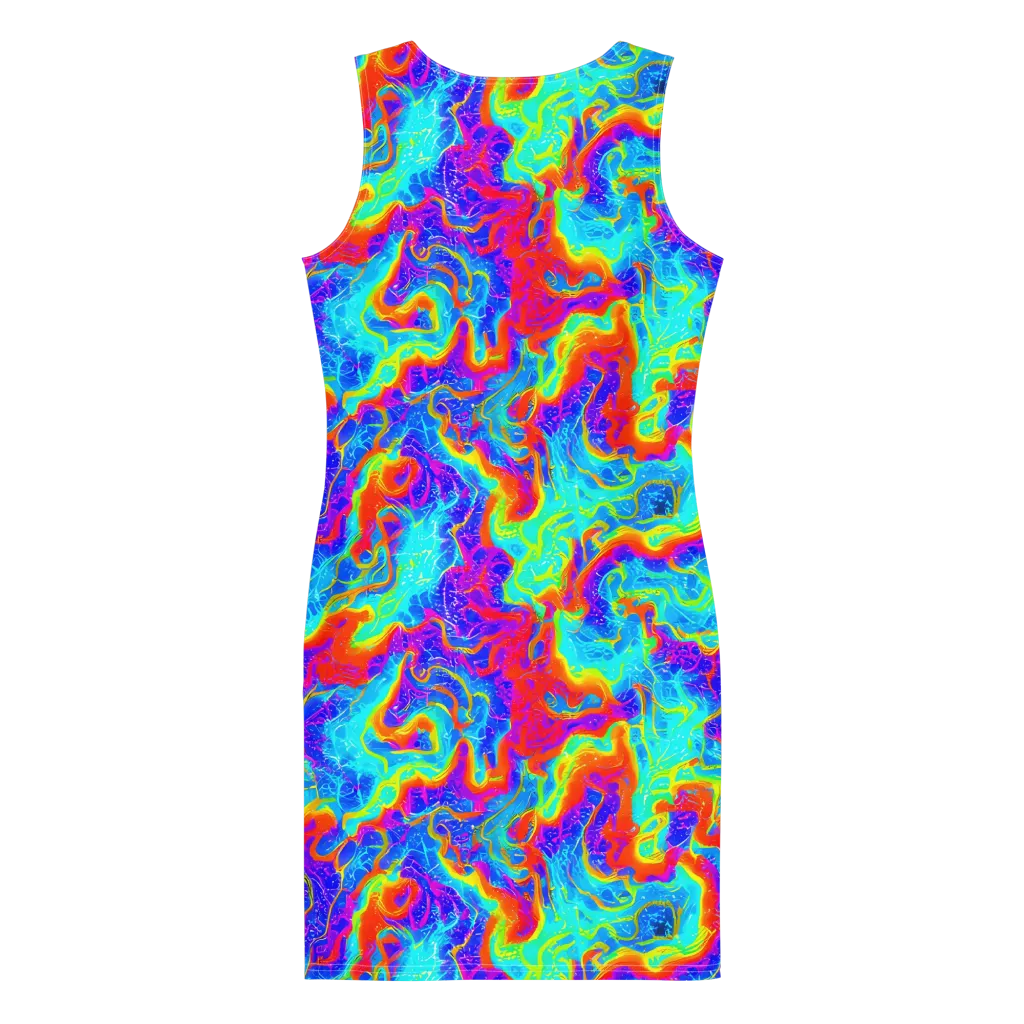 Tangerine Labyrinth on Bodycon Dress — Back