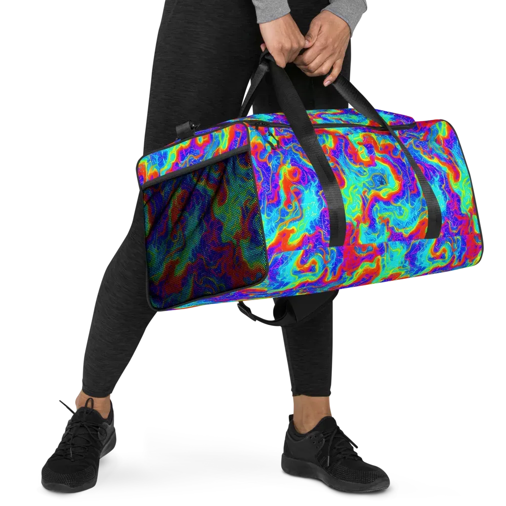 Tangerine Labyrinth on Duffle Bag — Right Front