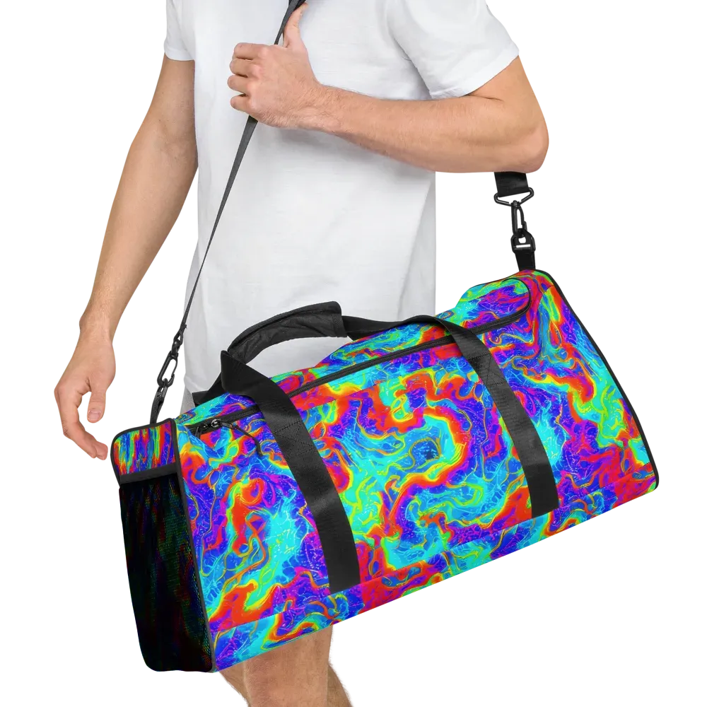 Tangerine Labyrinth on Duffle Bag — Right Front