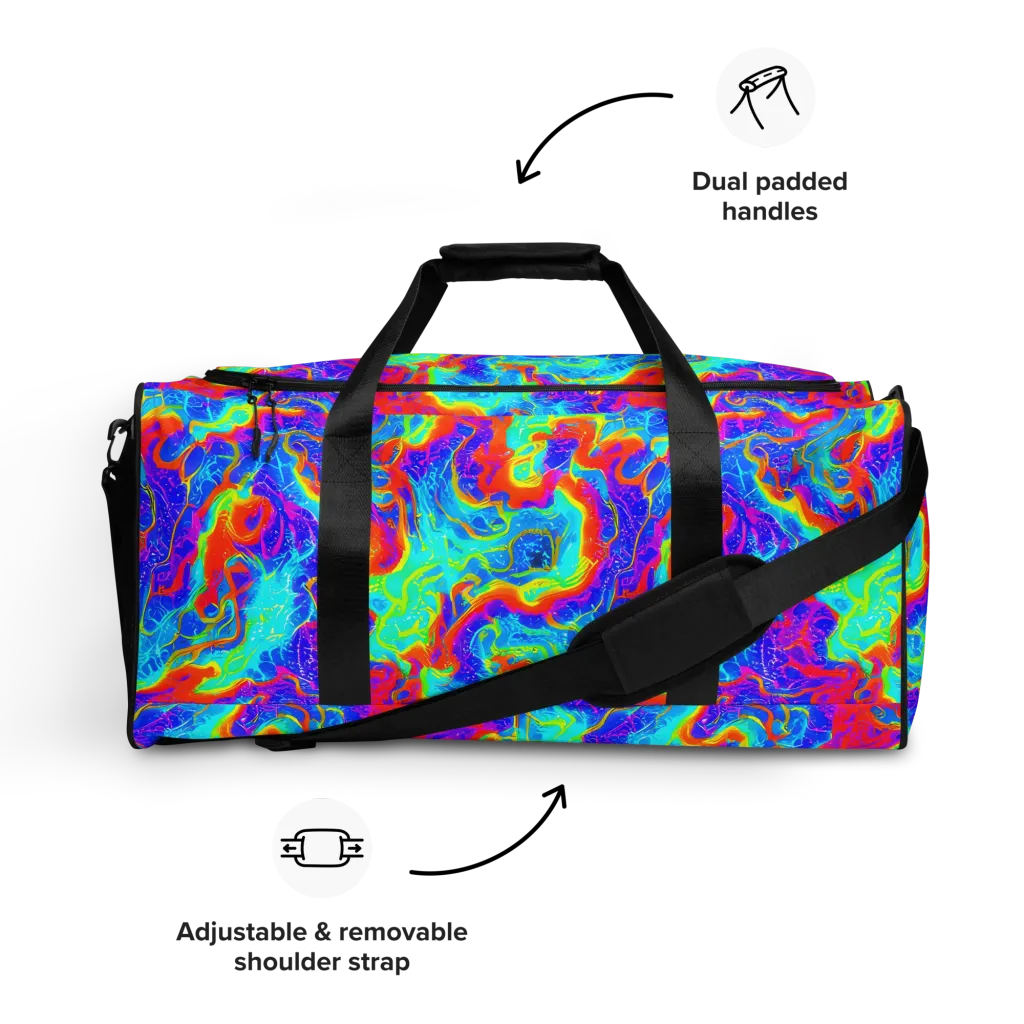 Tangerine Labyrinth on Duffle Bag — Front