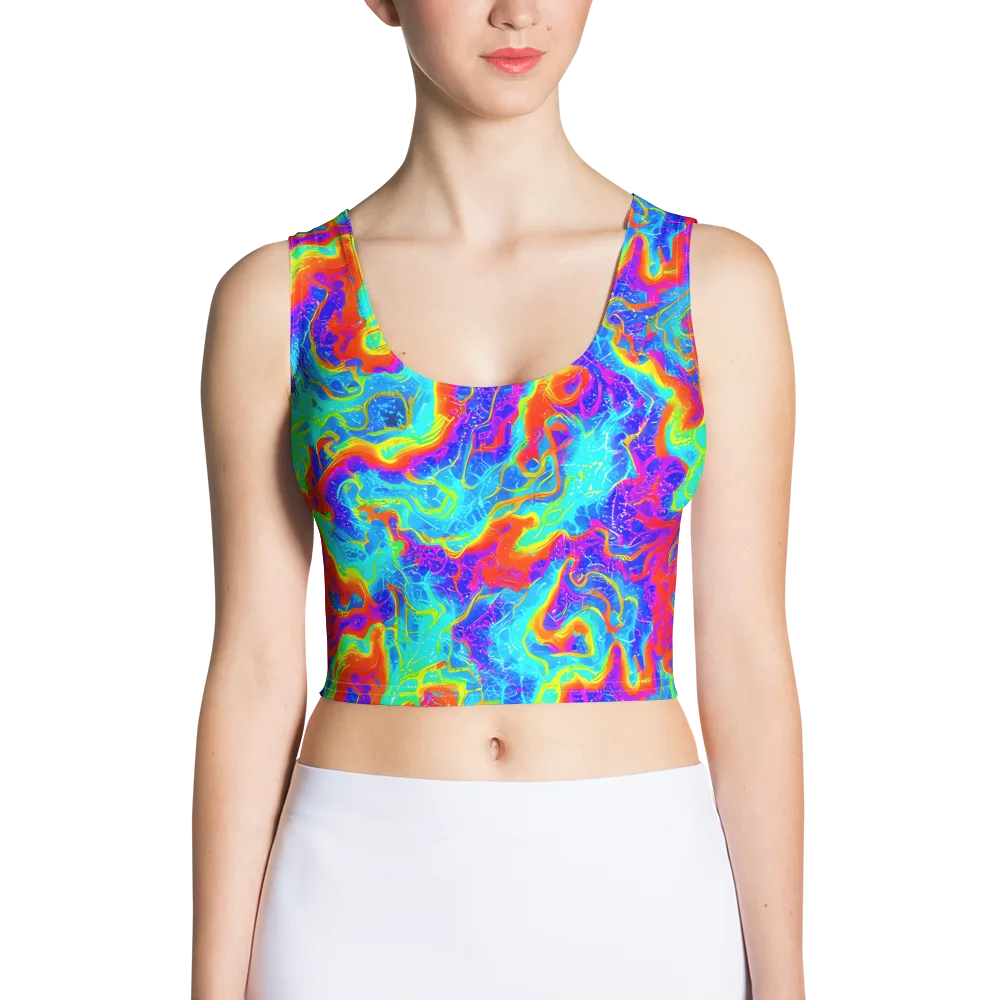 Tangerine Labyrinth on Crop Top — Front