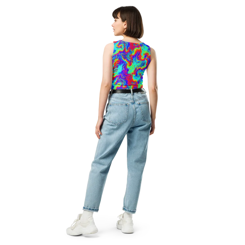 Tangerine Labyrinth on Crop Top — Back
