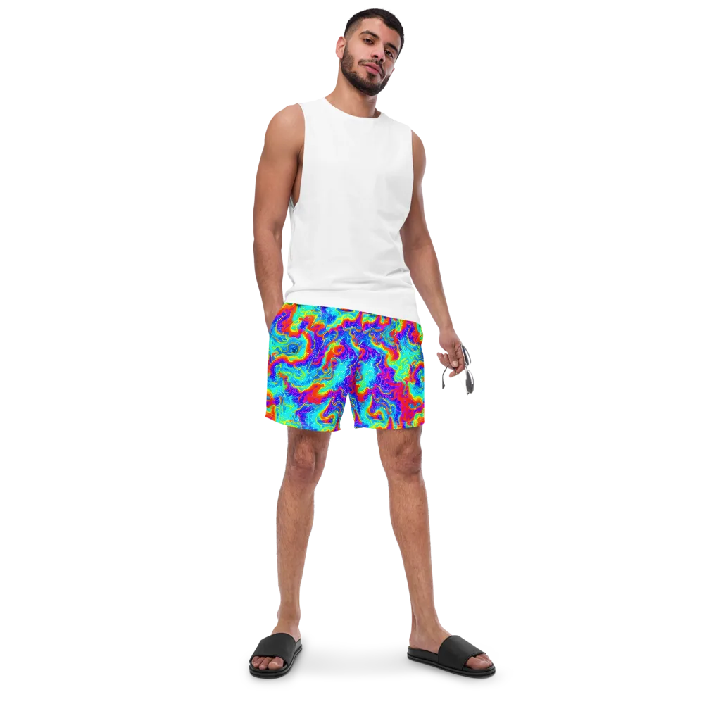 Tangerine Labyrinth on Swim Trunks — Front
