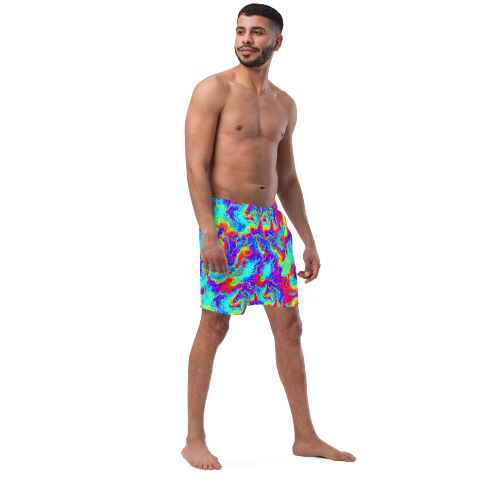 Tangerine Labyrinth on Swim Trunks — Right Front