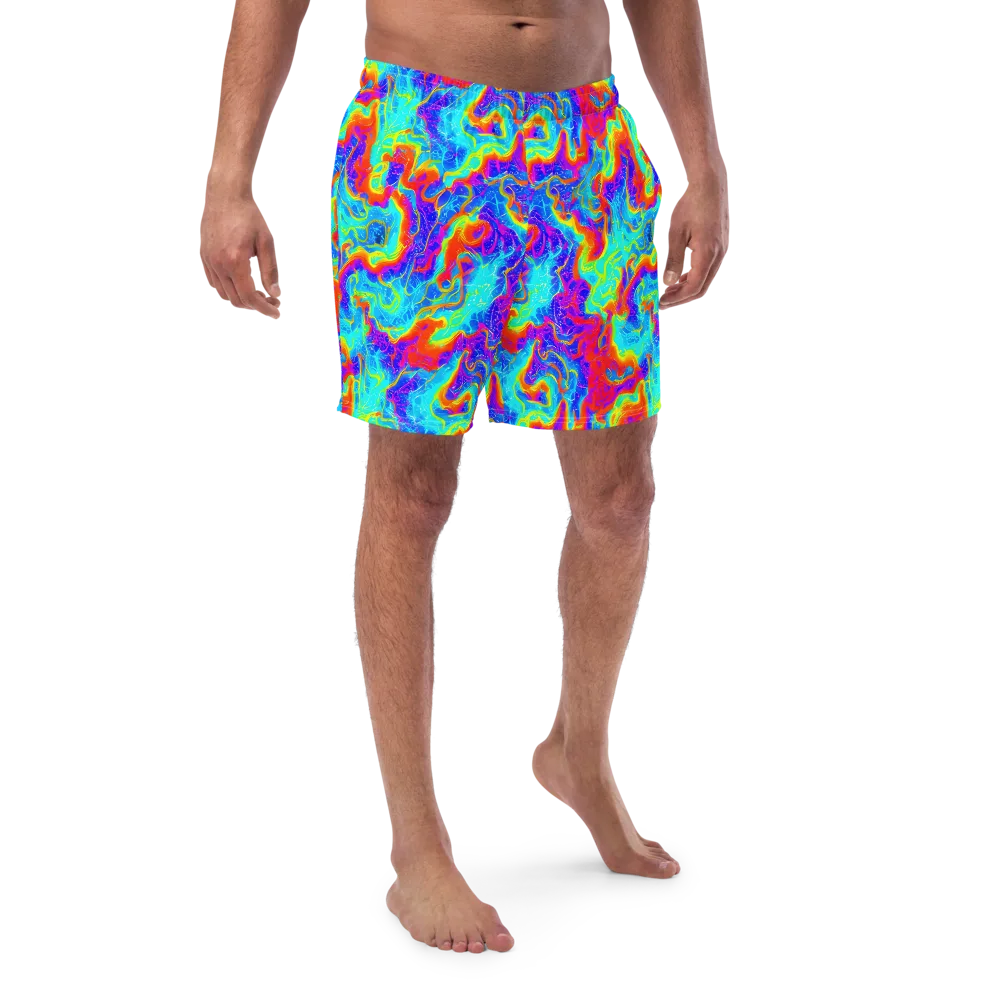 Tangerine Labyrinth on Swim Trunks — Front