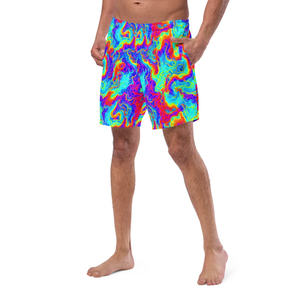 Tangerine Labyrinth on Swim Trunks — Left Front