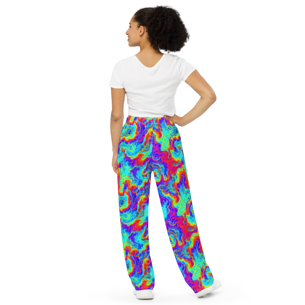 Tangerine Labyrinth on Wide-Leg Pants — Back