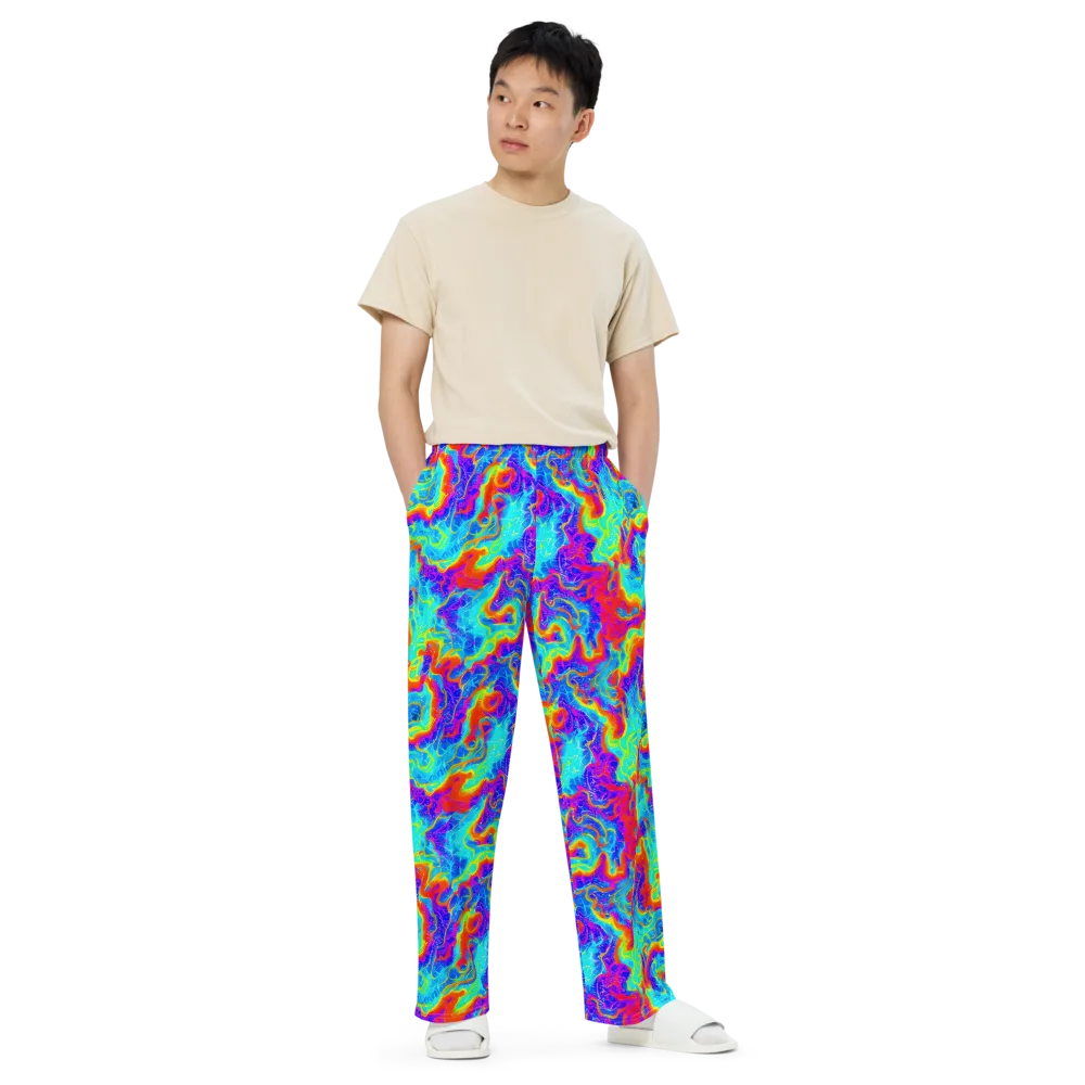 Tangerine Labyrinth on Wide-Leg Pants — Front