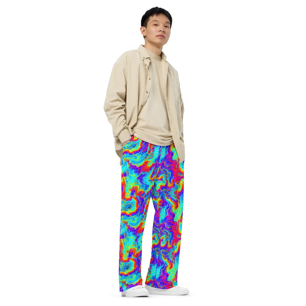 Tangerine Labyrinth on Wide-Leg Pants — Right Front