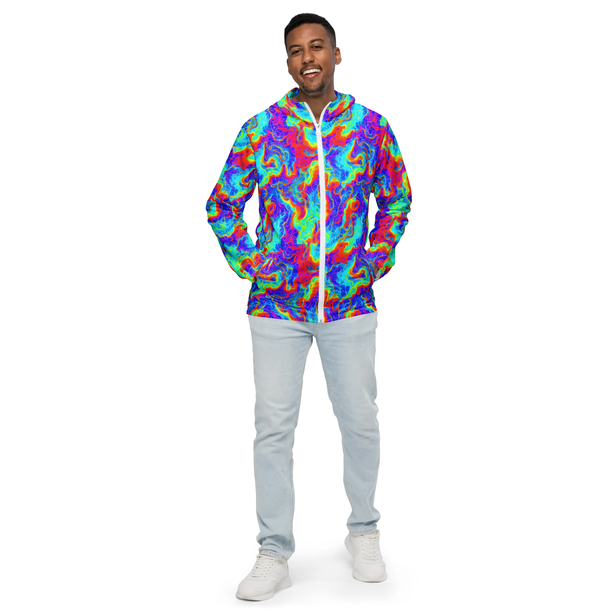 Tangerine Labyrinth on Men's Windbreaker — Front