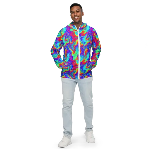 Tangerine Labyrinth on a Men's Windbreaker