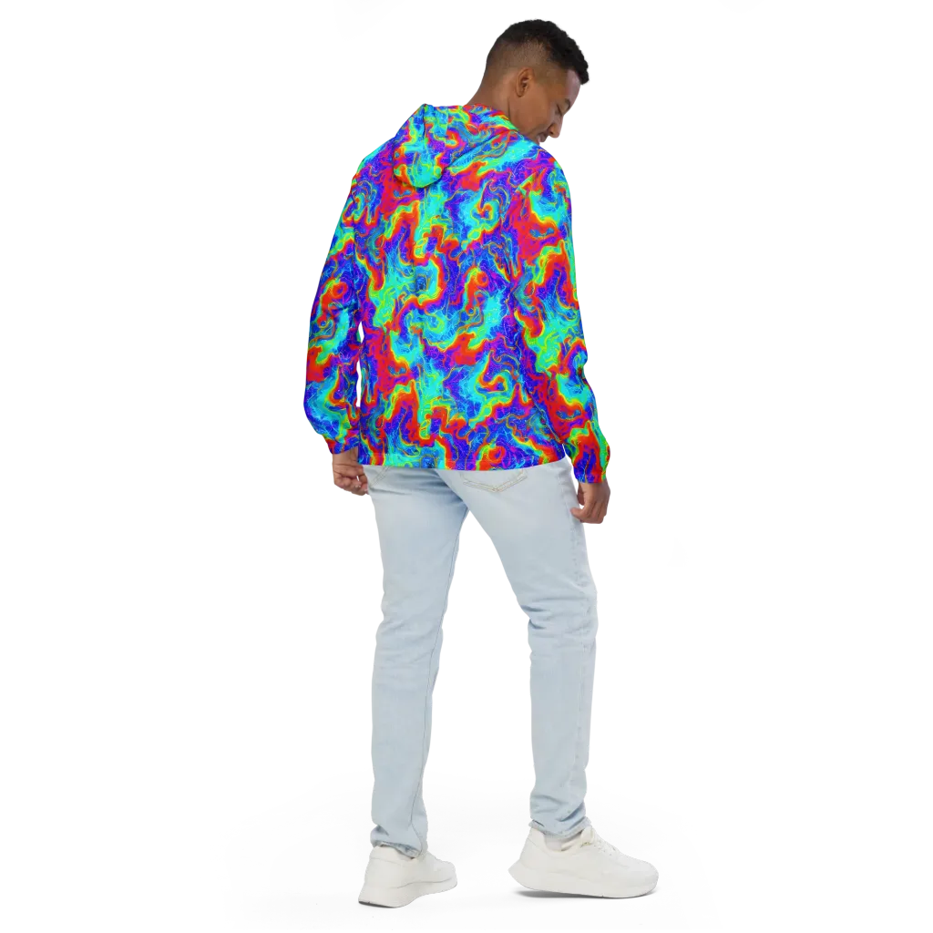 Tangerine Labyrinth on Men's Windbreaker — Back