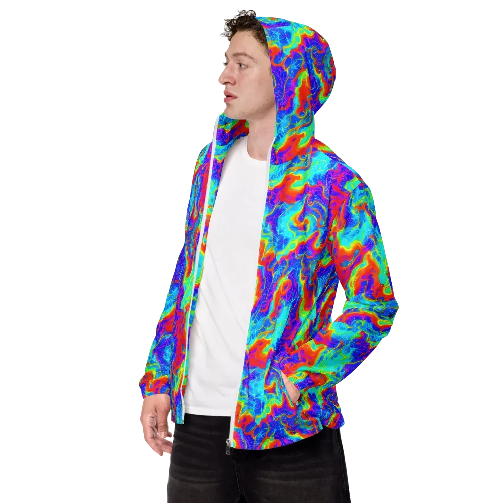 Tangerine Labyrinth on Men's Windbreaker — Left Front